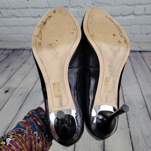 SAM EDELMAN | Camdyn almond toe faux/vegan patent pumps heels - Picture 9 of 11